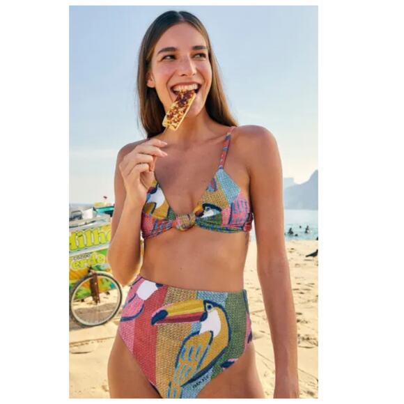 Farm Rio Toucan Bikini Top Size Large - Picture 3 of 10